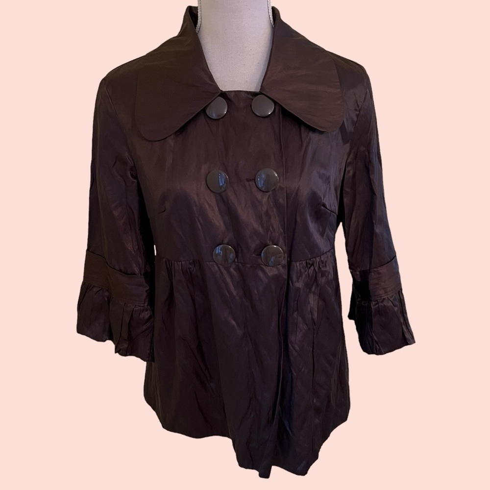 Kensie Brown Peplum/Double Breasted/Babydoll Jacket L
